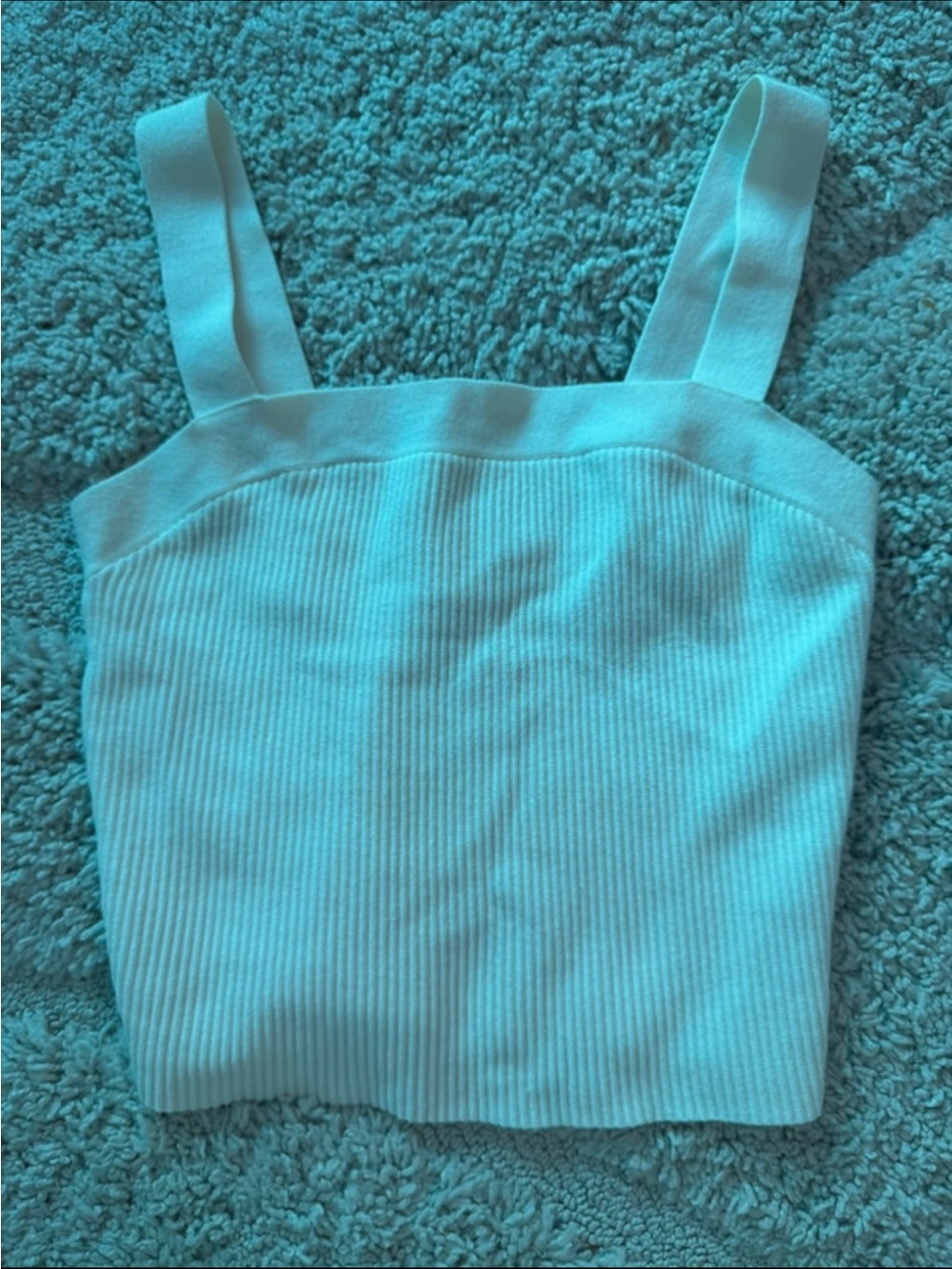 Abercrombie & Fitch White Ribbed Square Neck Crop Tank Top M